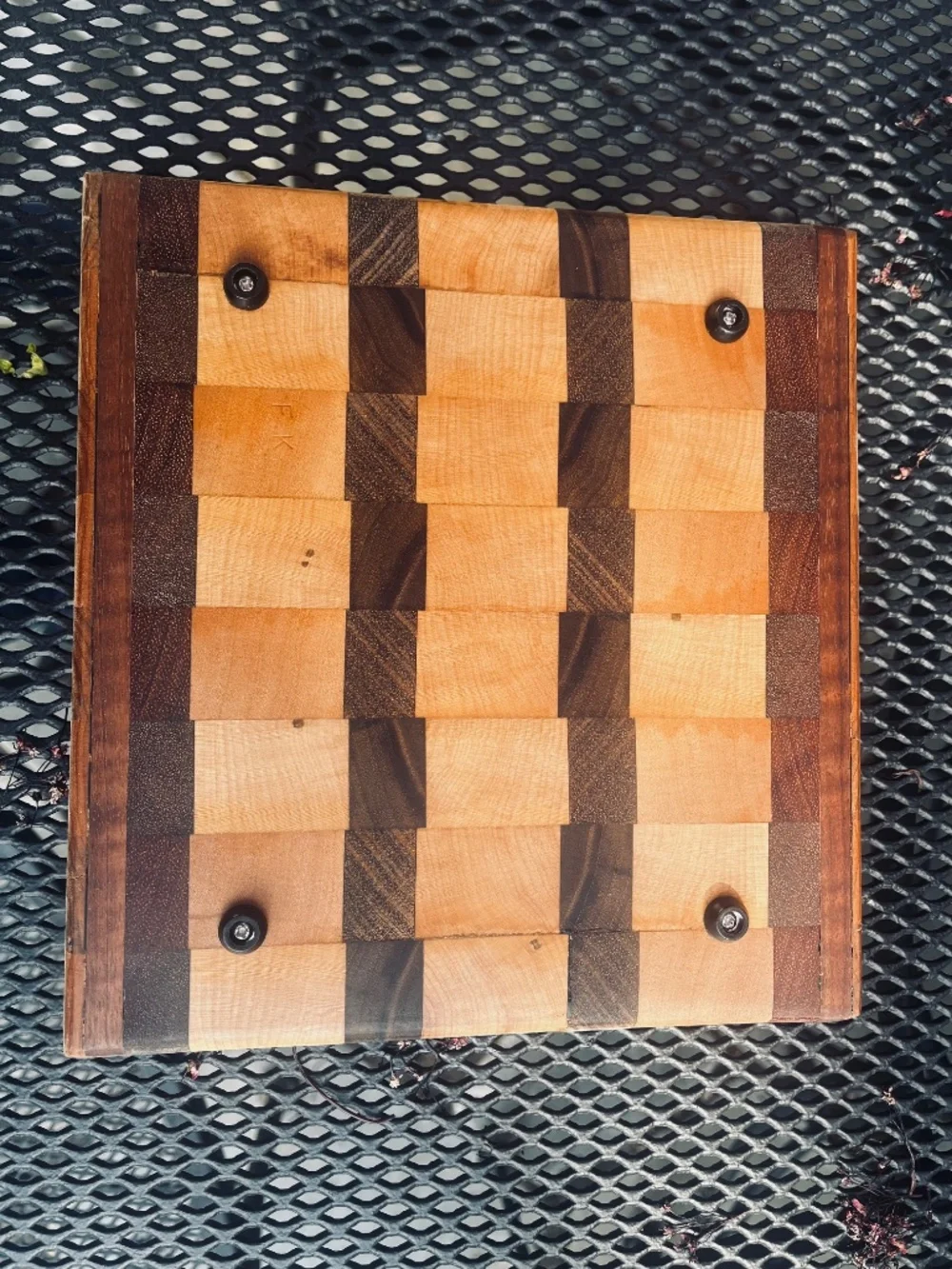 Hand Made End Grain Cutting Board- 100% Reclaimed Maple and Walnut